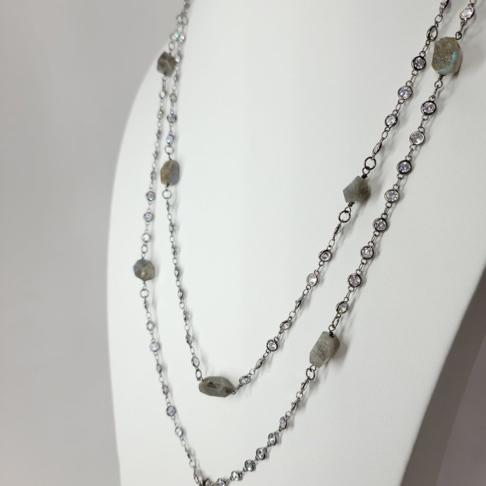 NEW CZ Diamond by the Yard Labradorite Necklace - Picture 7 of 14